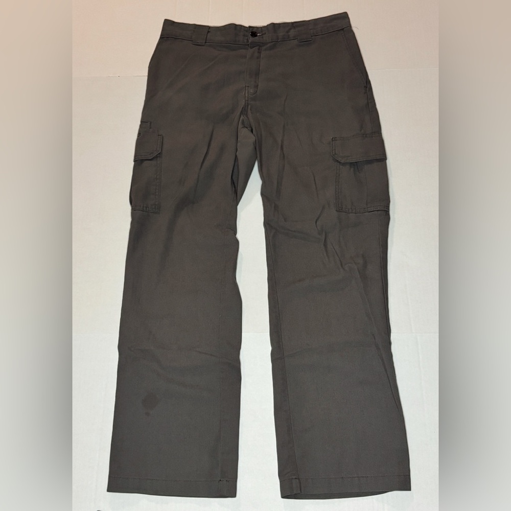 DICKIES MEN’S REGULAR STRAIGHT GREY STRETCH TWILL CARGO PANTS